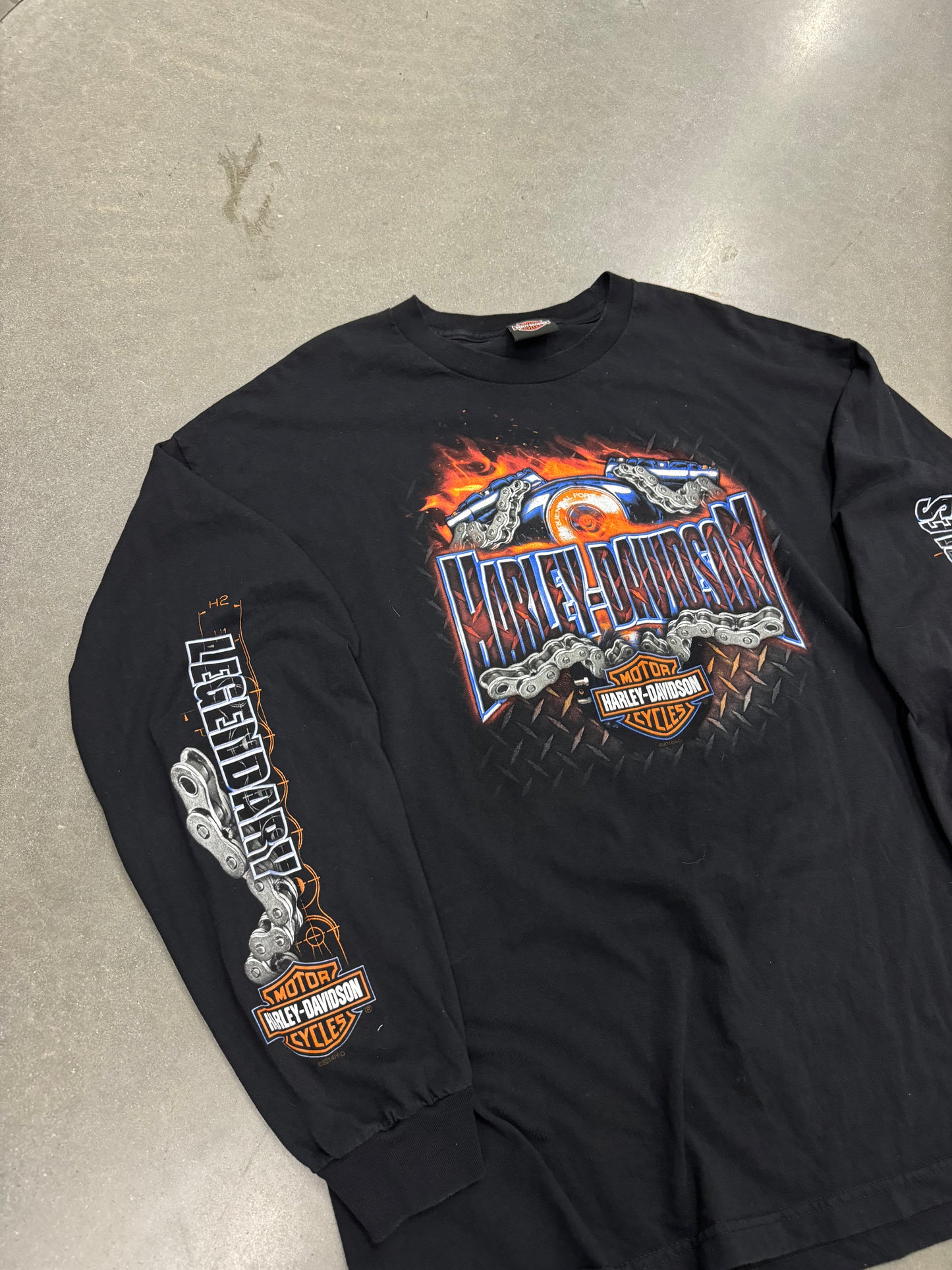 Vintage Y2K Harley Davidson Bike Chain LS Shirt [XL]