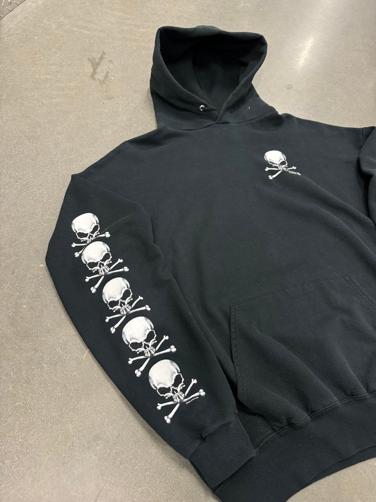 Vintage Y2K Skull Biker Hoodie [XL]