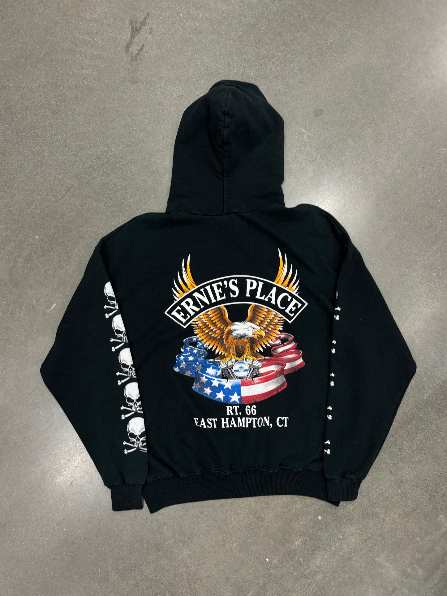 Vintage Y2K Skull Biker Hoodie [XL]