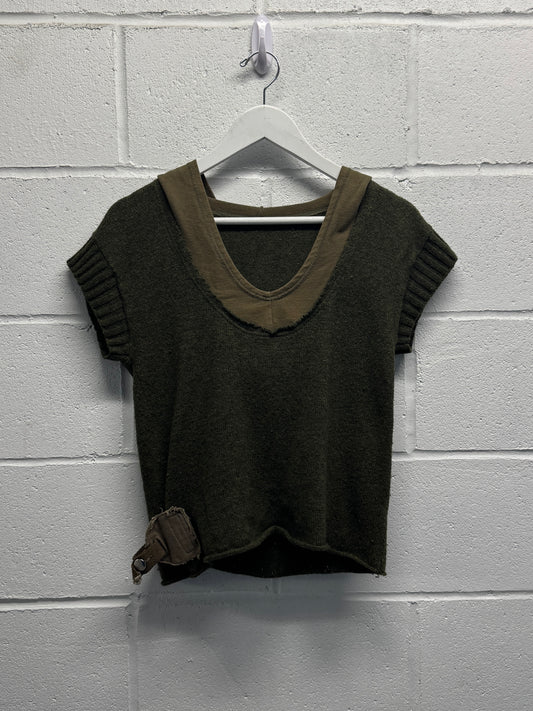Y2K Diesel Military Wool Cropped Hooded Top [S]