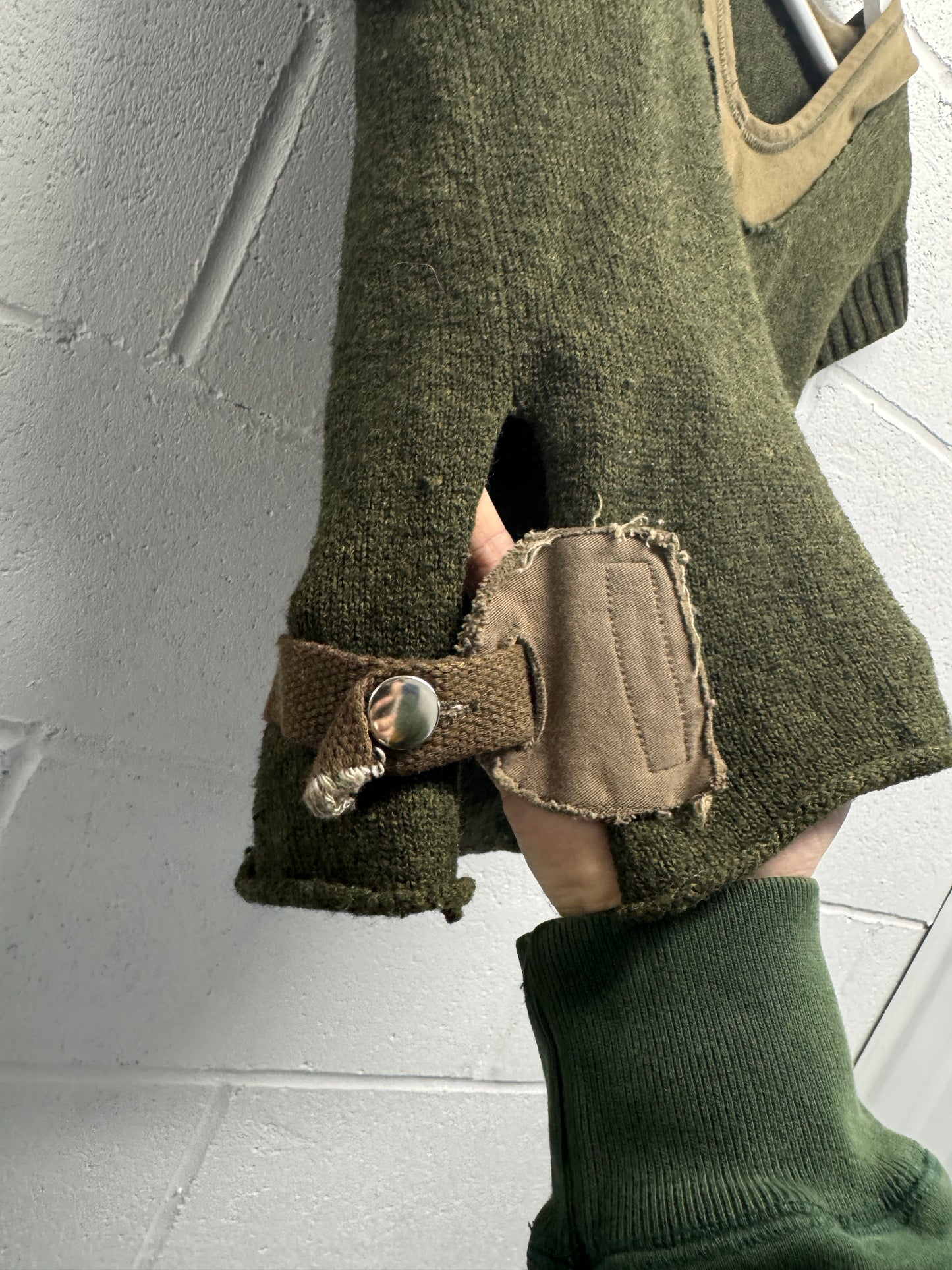 Y2K Diesel Military Wool Cropped Hooded Top [S]