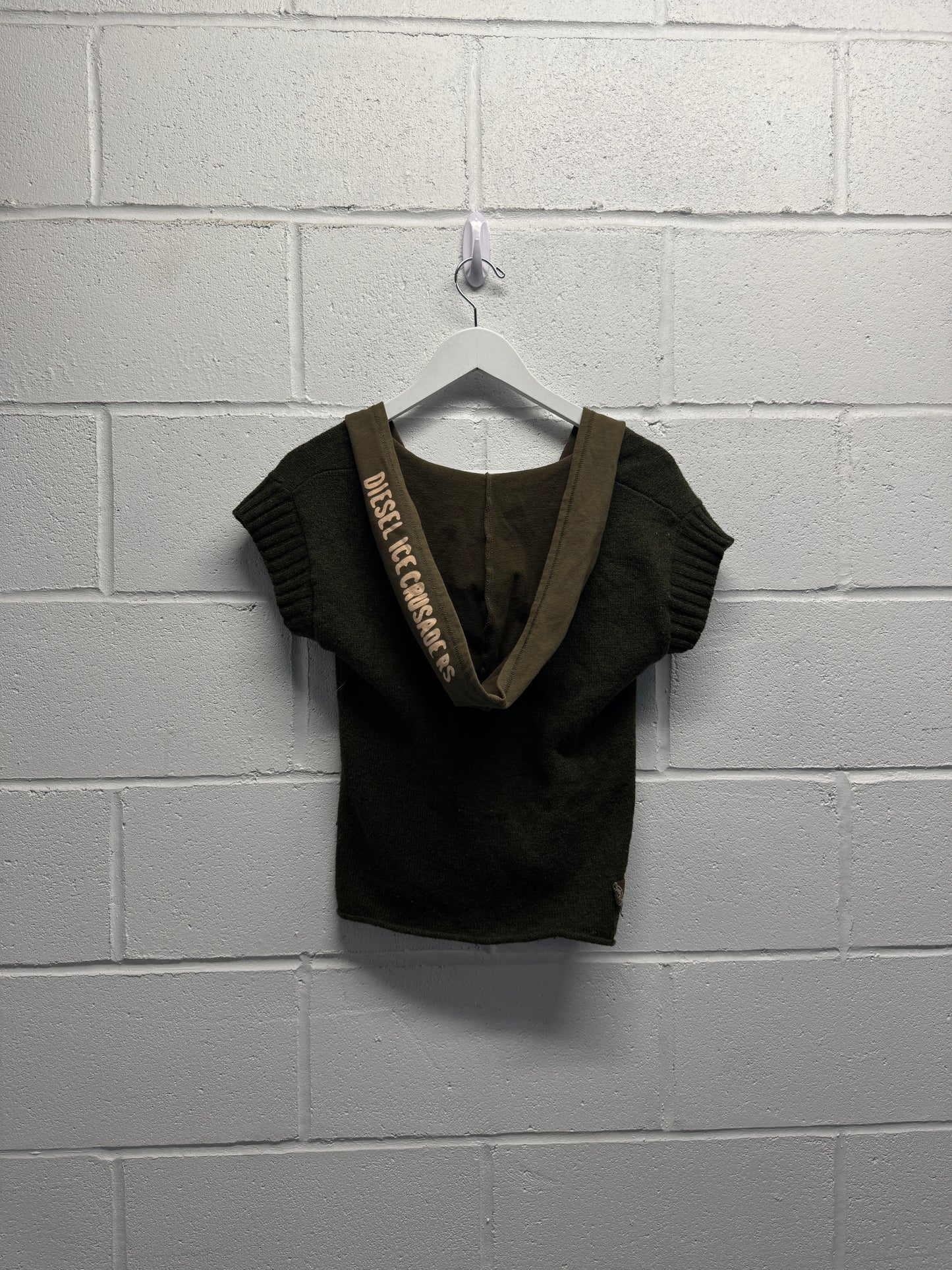 Y2K Diesel Military Wool Cropped Hooded Top [S]