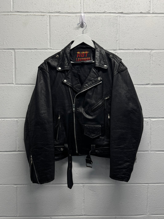 1990s Leather Moto Jacket [L/XL]