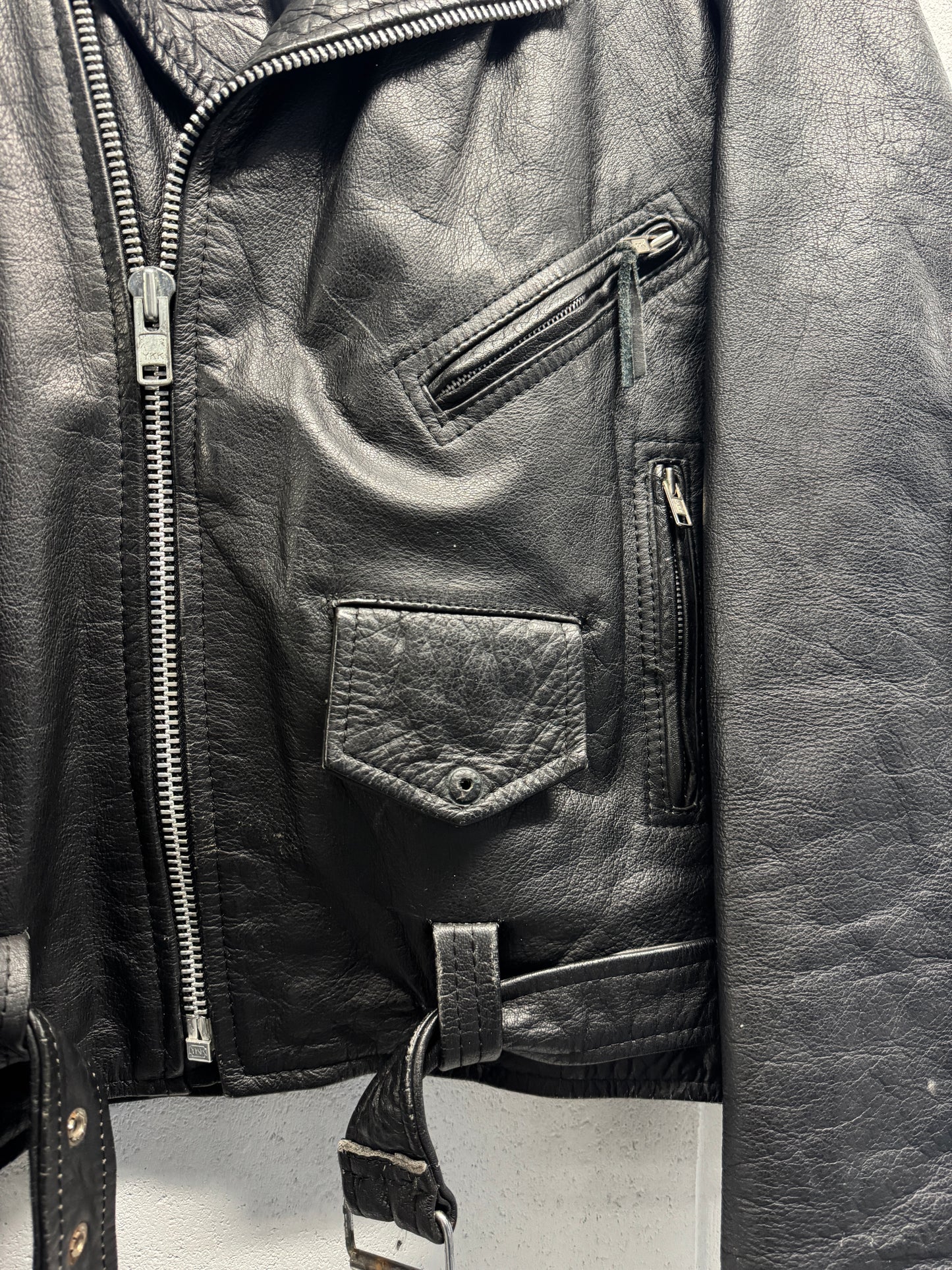 1990s Leather Moto Jacket [L/XL]
