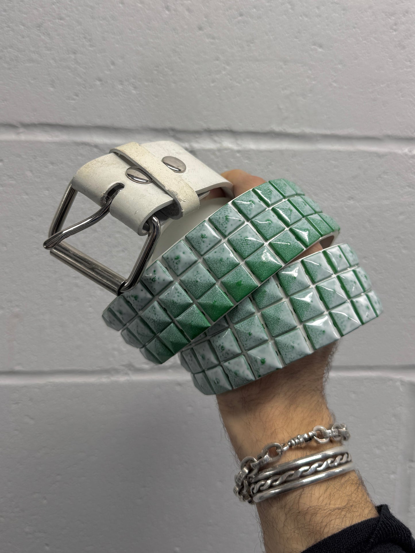 Y2K White/Green Studded Belt [34]