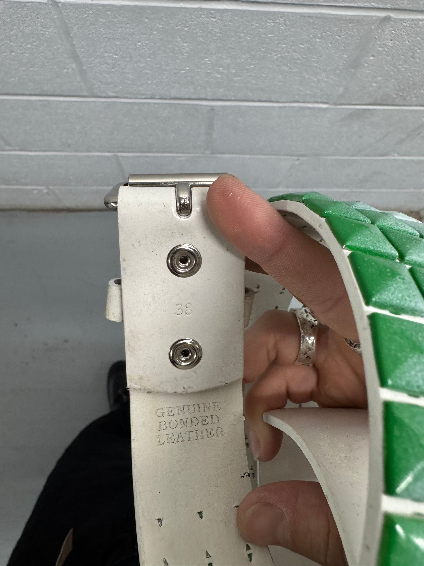 Y2K White/Green Studded Belt [38]