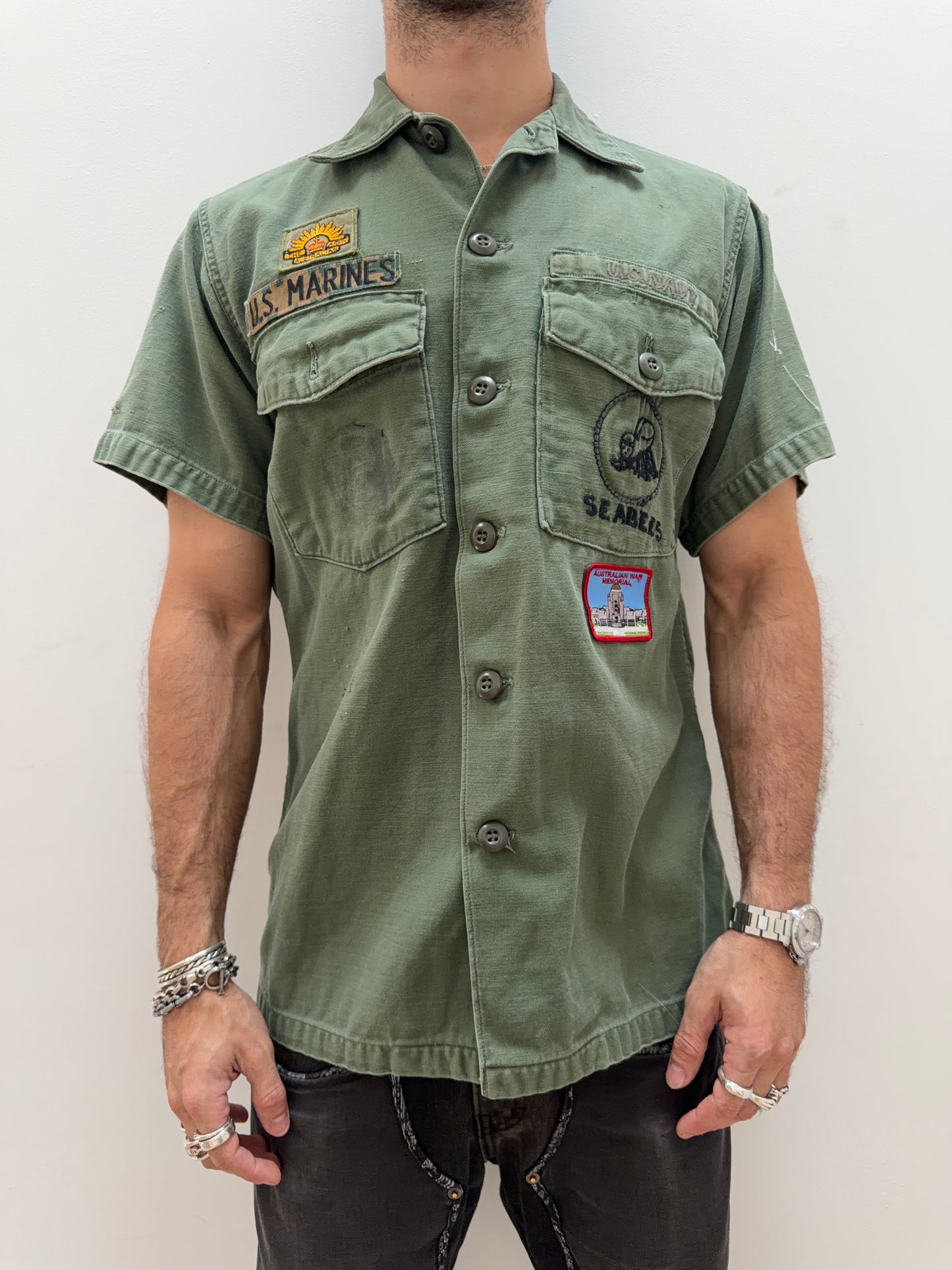 1960s OG-107 Sateen Cotton Shirt w/ Patches