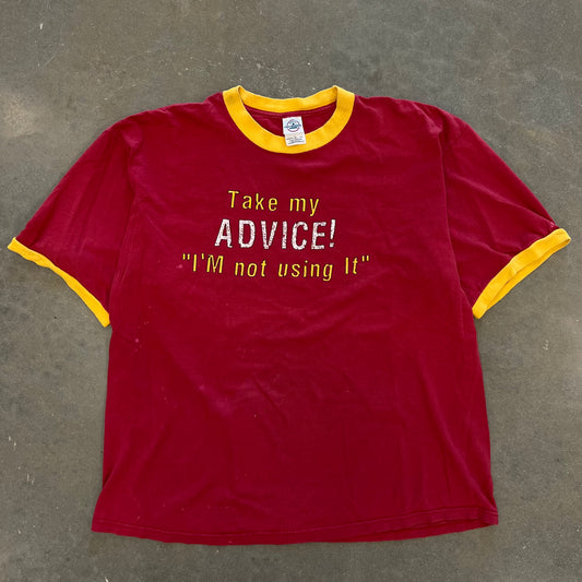 Y2K Take My Advice Text Ringer T-Shirt [XL]