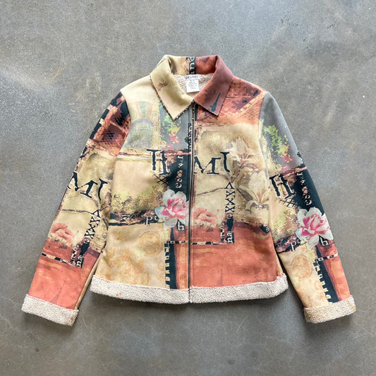Vintage 1980s Floral All Over Print Shearling Jacket [S]