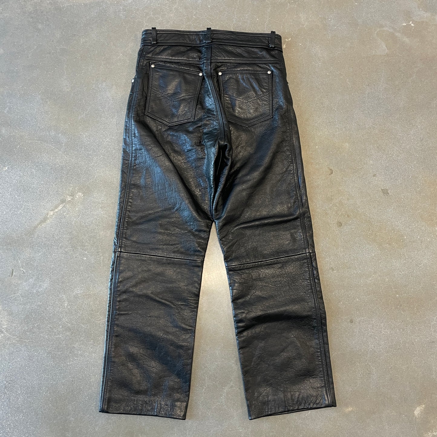 1990s Heavy Leather Biker Pants [31x30]