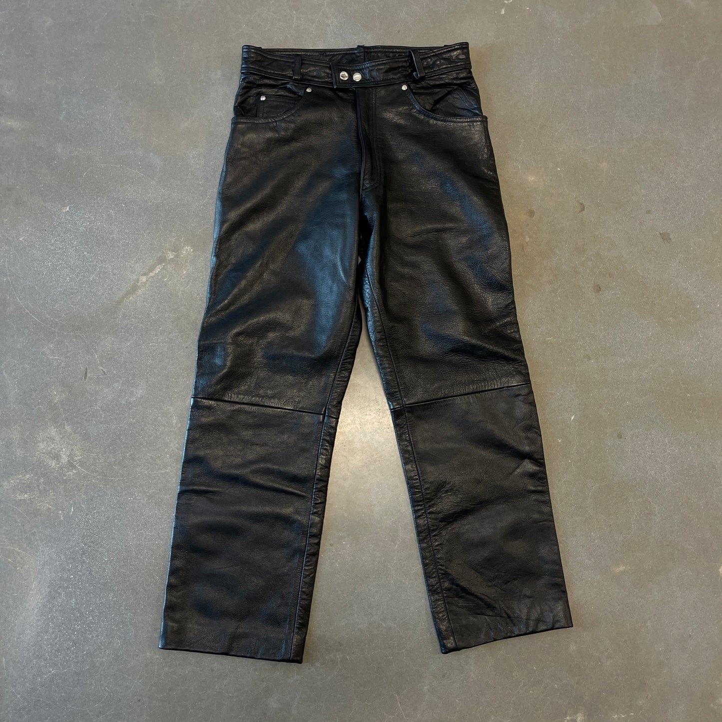 1990s Heavy Leather Biker Pants [31x30]