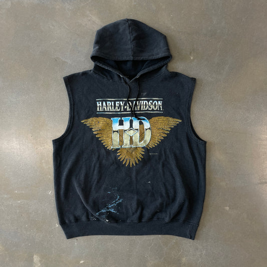 1980s Harley Davidson Sleeveless Hoodie [M]