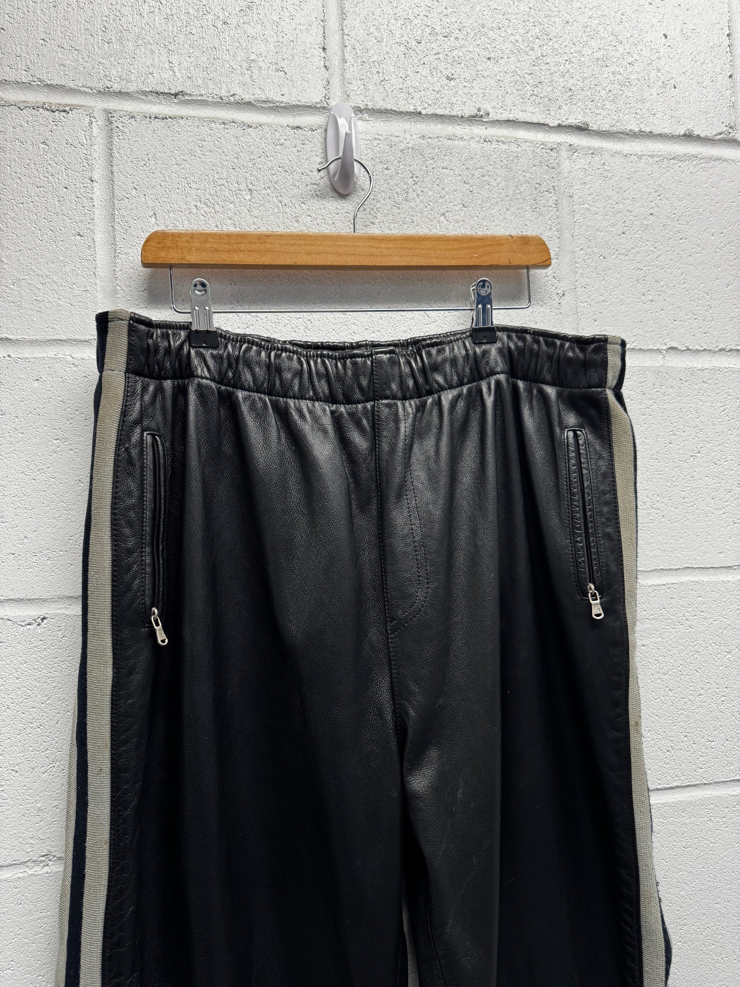 2000s Leather Track Pants [L/XL]