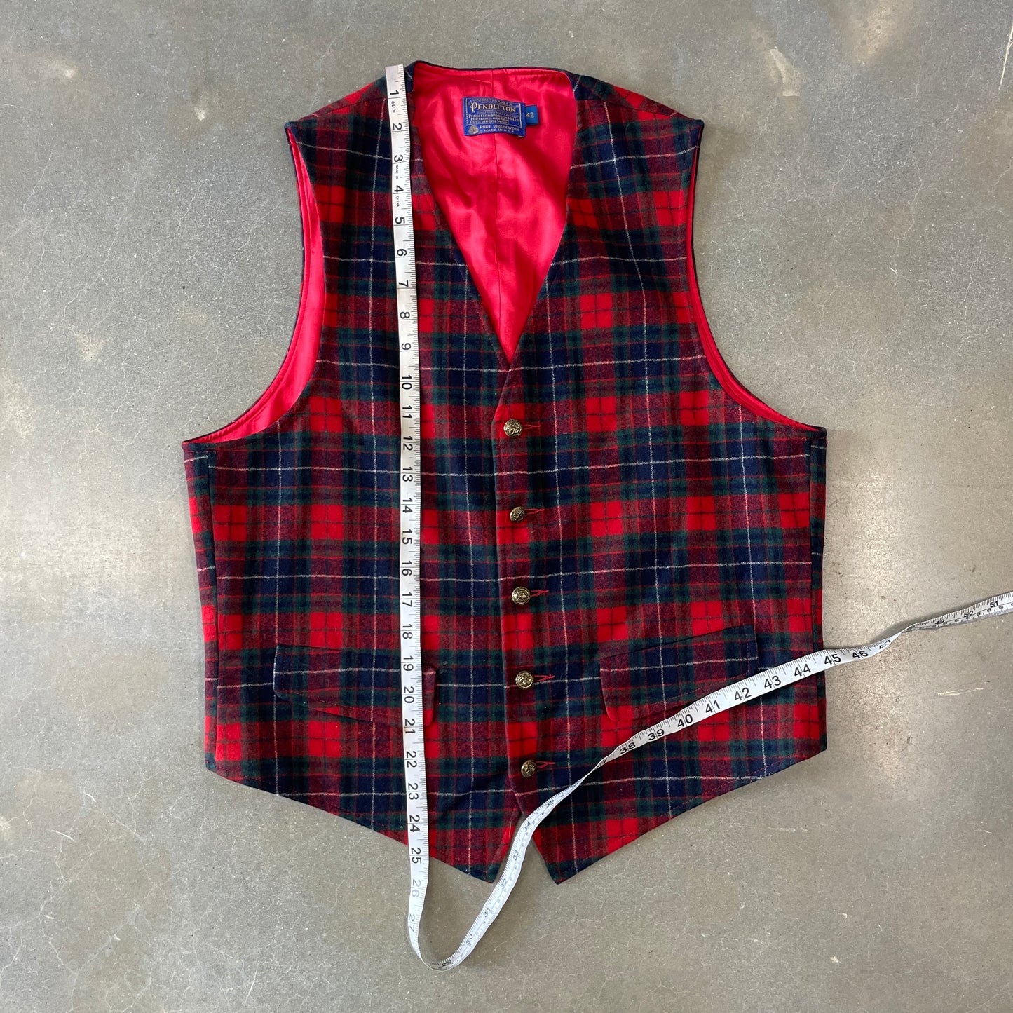 1970s Pendleton Tartan Plaid Vest [L]