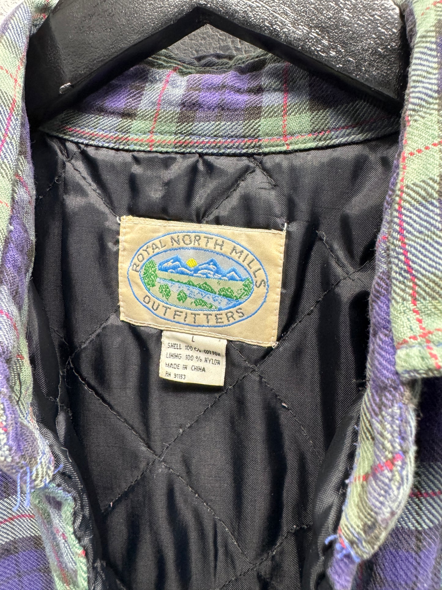 1990s Quilted Flannel Button-Up Shirt [L]