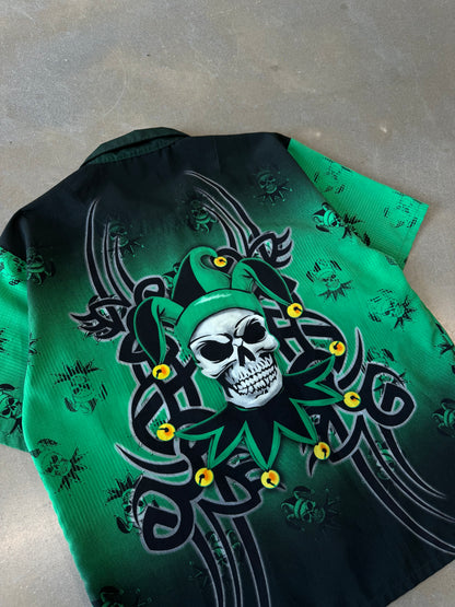 Vintage Y2K Skull AOP Button-Up Shirt [M]
