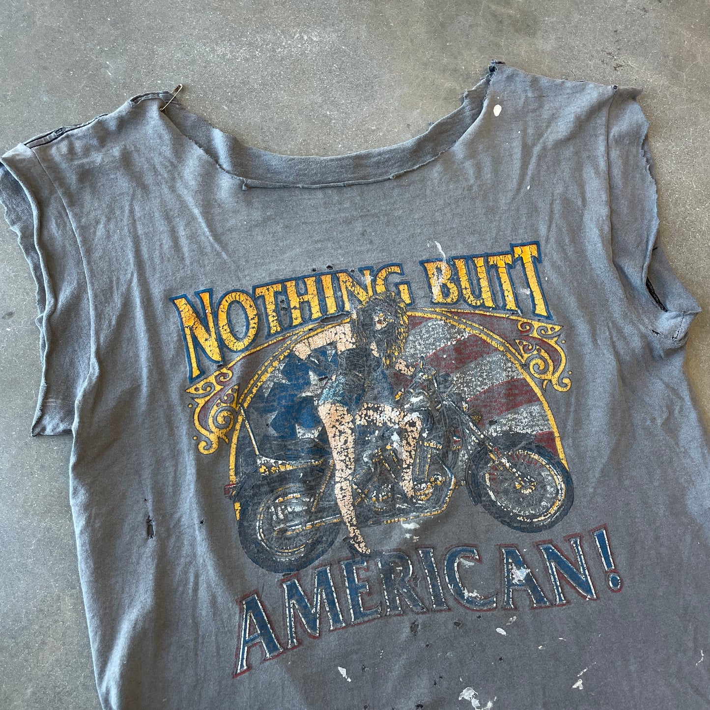 1993 Distressed Nothing Butt American Bike Rally Cut-Off Shirt [L]