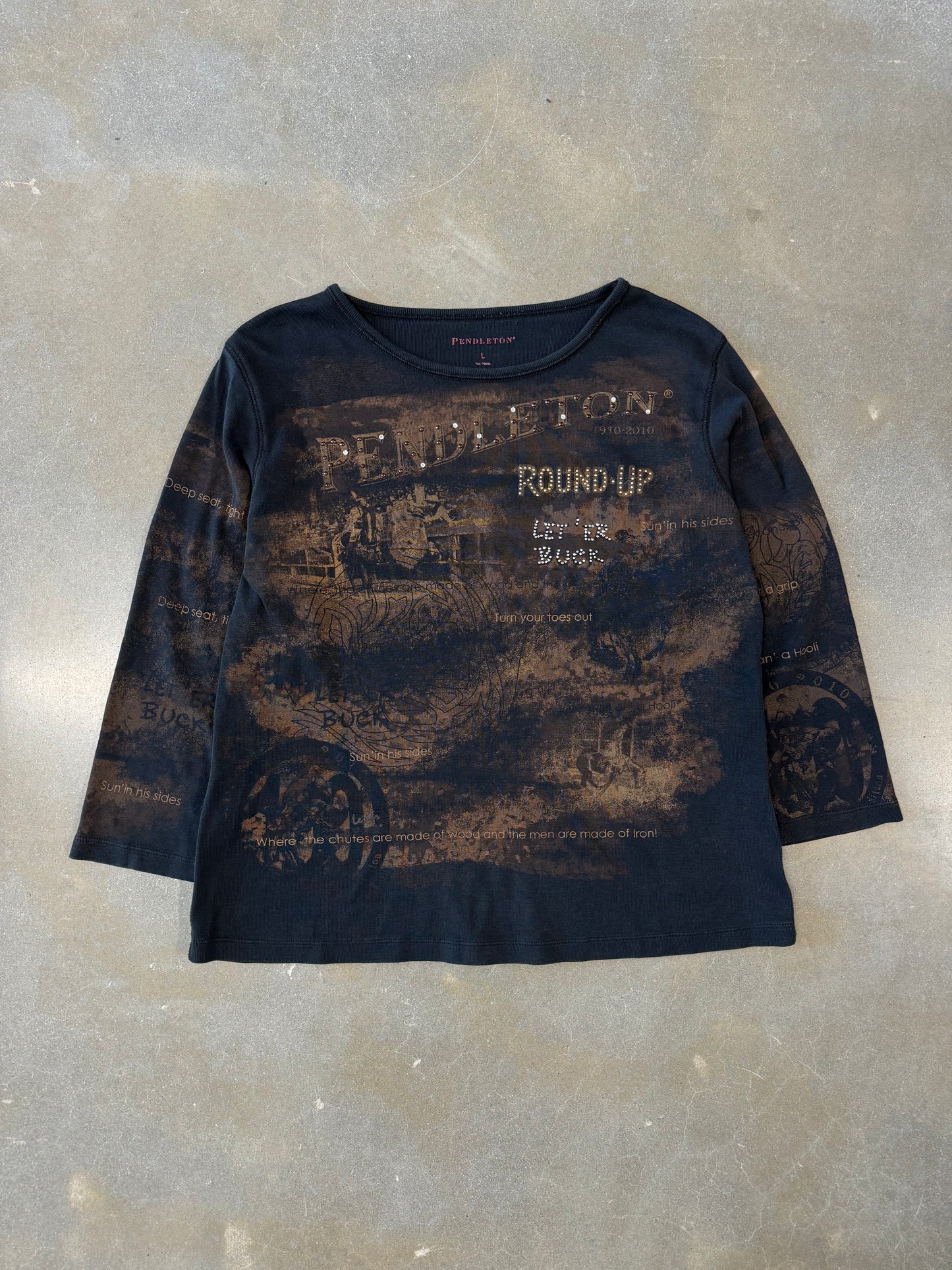 Vintage Y2K Pendleton Bedazzled All Over Print Longsleeve [L]