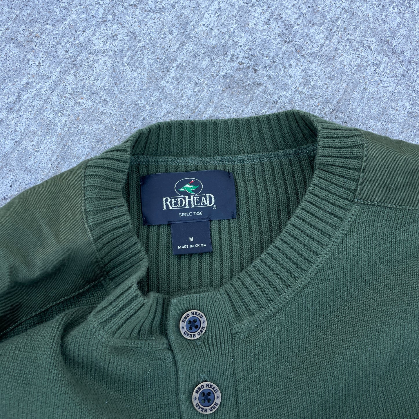 Y2K Red Head Military-Esque Cargo Henley Sweater [M]