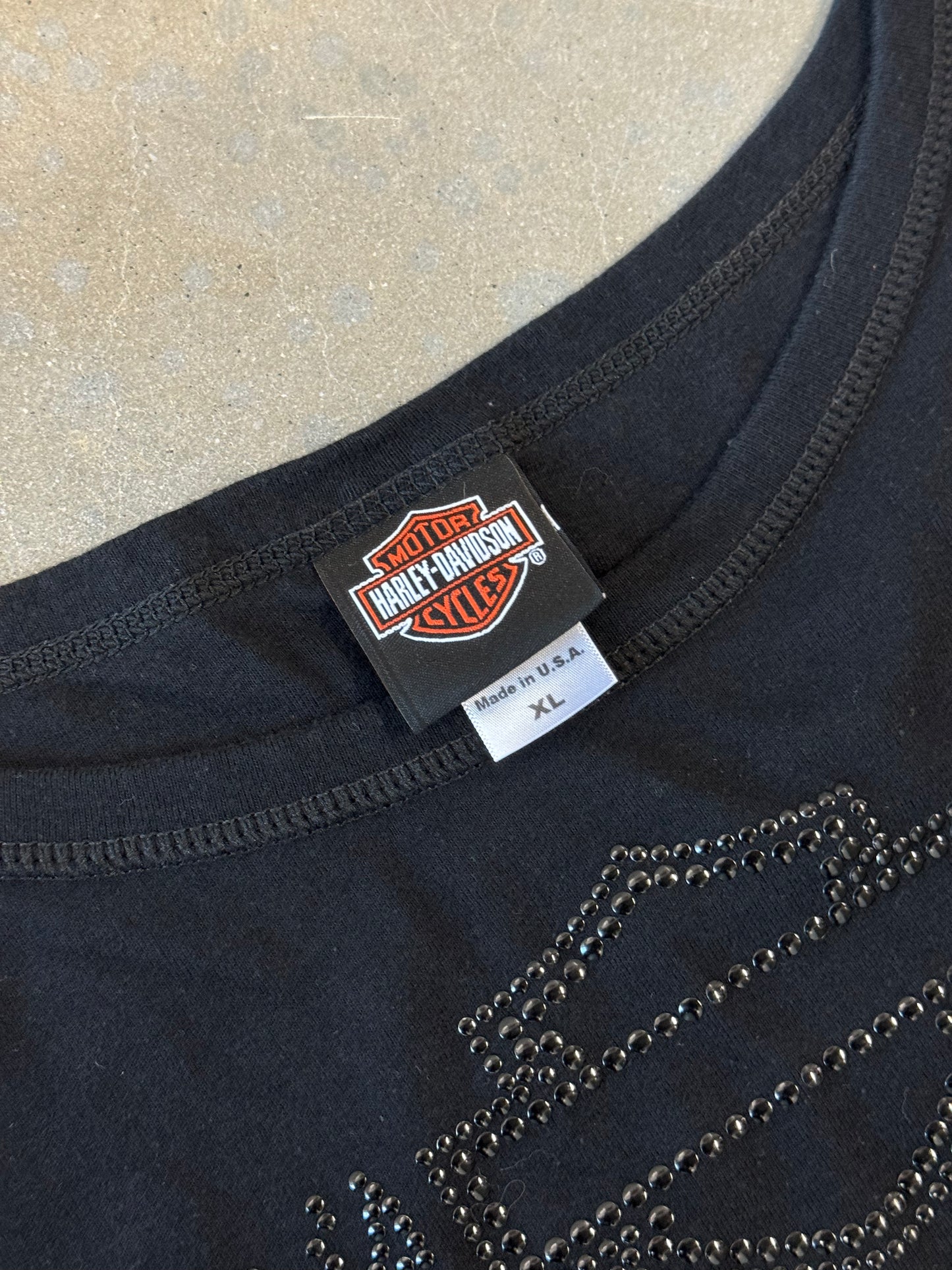 Vintage Y2K Harley Davidson Bedazzled Mesh Longsleeve [L]