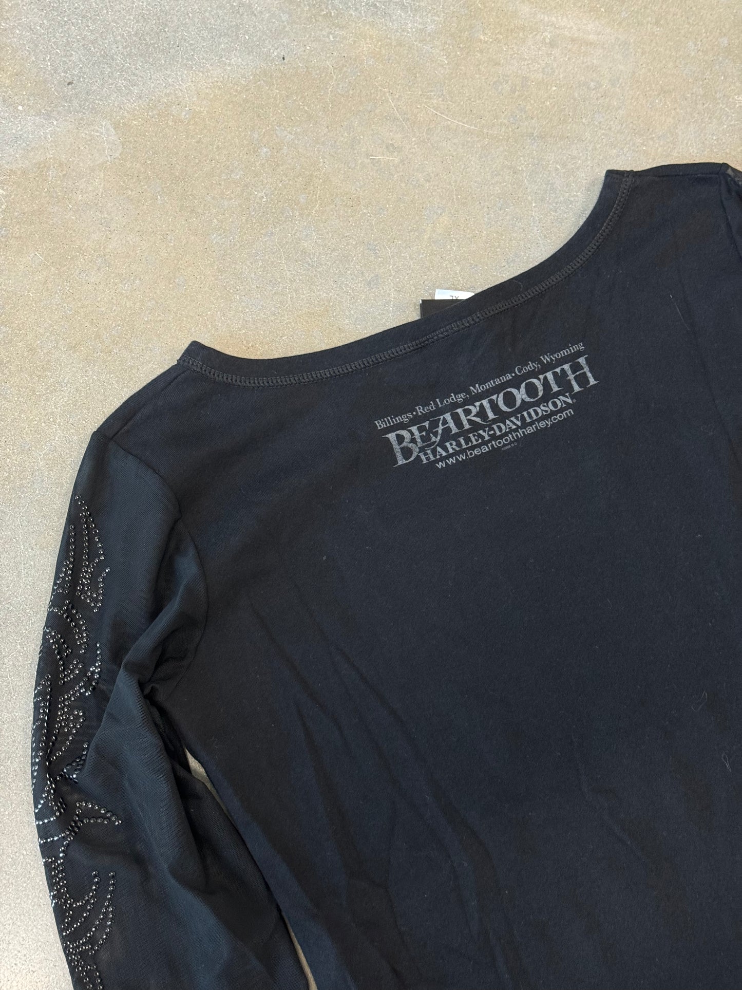 Vintage Y2K Harley Davidson Bedazzled Mesh Longsleeve [L]
