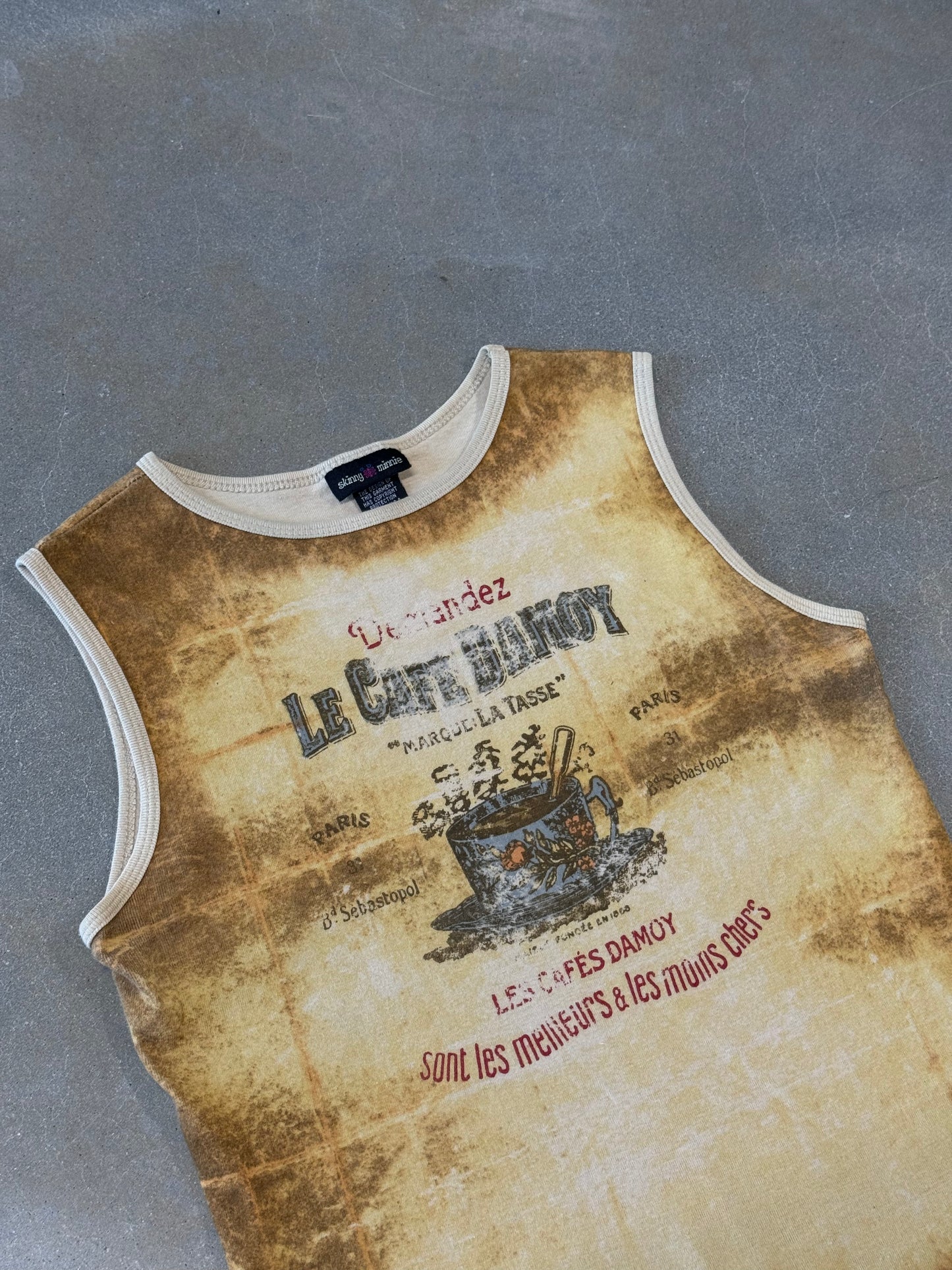 Vintage Y2K Skinny Minnie Le Cafe Damoy Sleeveless T-Shirt [M/L]