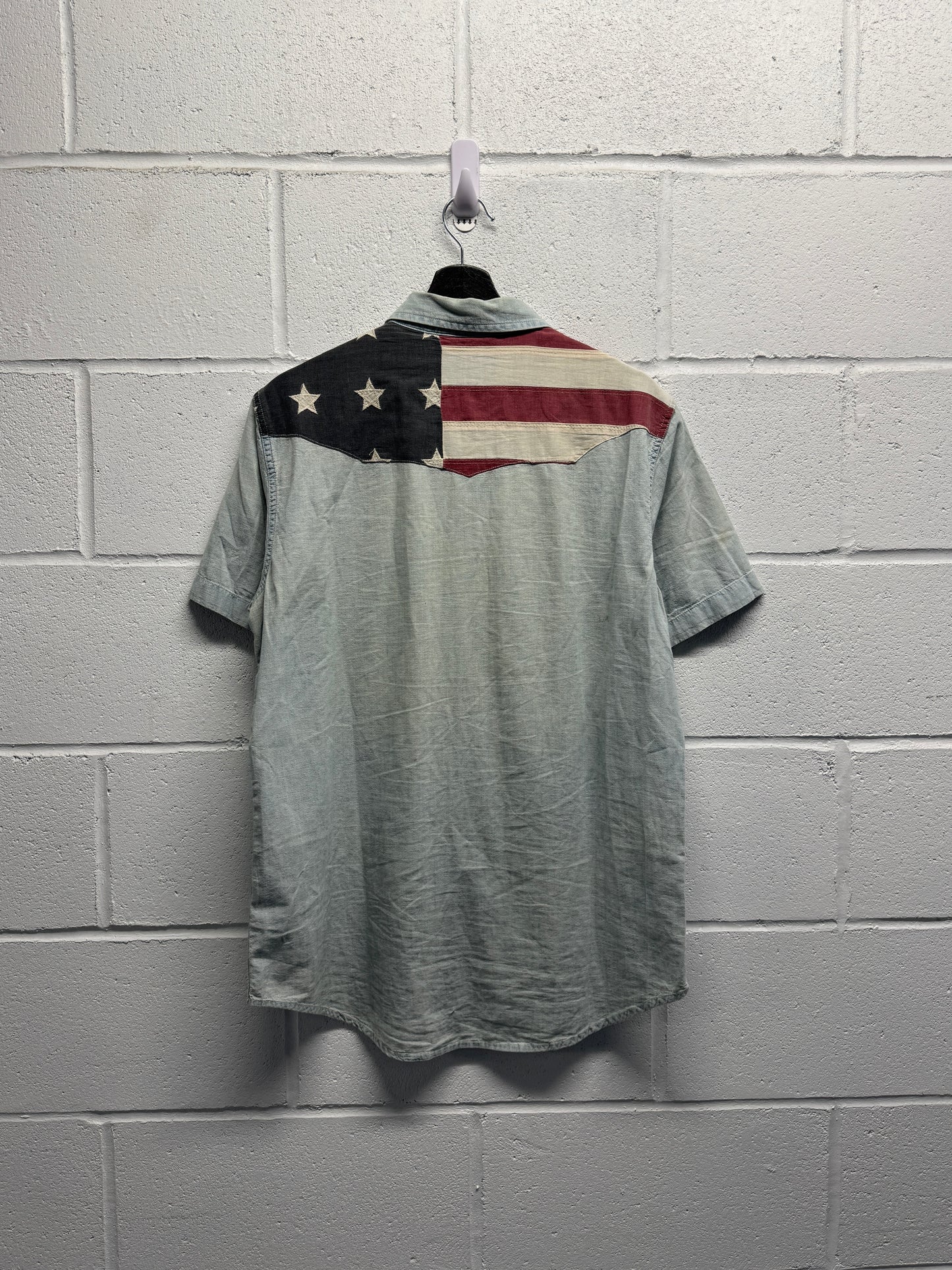 2000s Denim & Supply Ralph American Flag Button-Up Shirt [M/L]