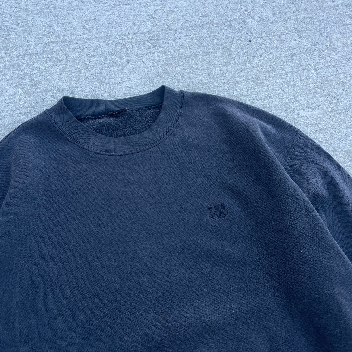 1990s Faded Black Olympic Crewneck [L/XL]