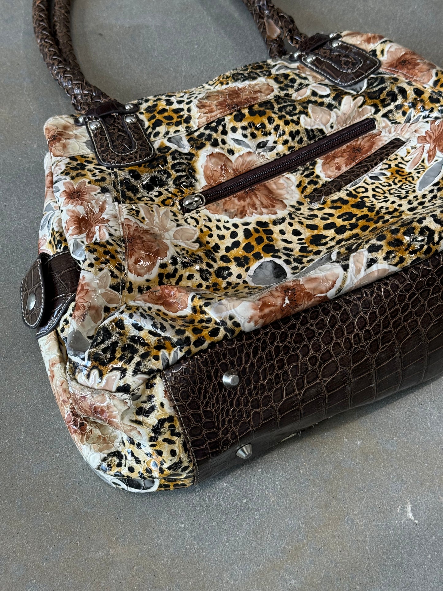 Vintage Y2K Bedazzled Cross Multi-Animal Print Purse [OS]