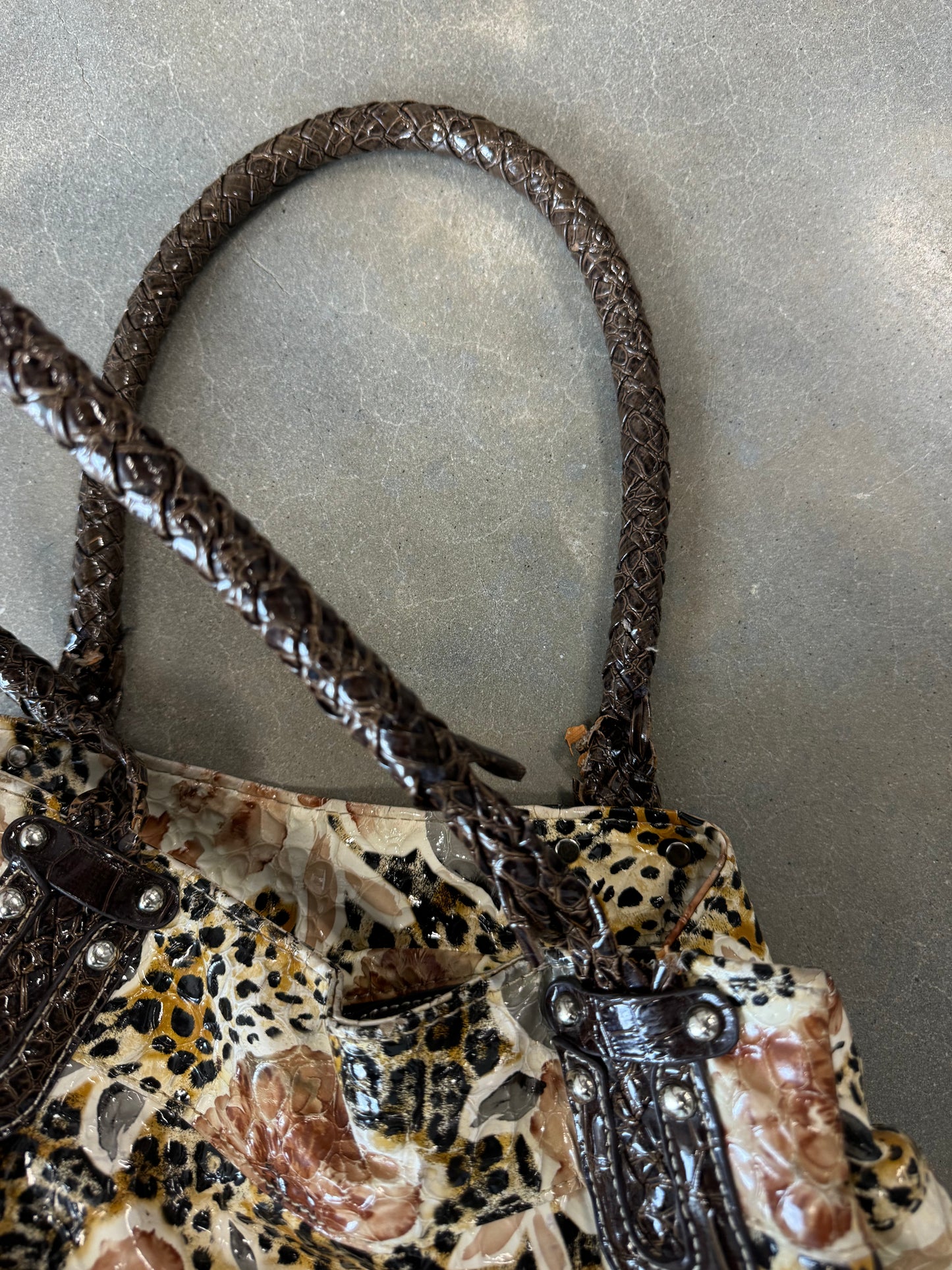 Vintage Y2K Bedazzled Cross Multi-Animal Print Purse [OS]