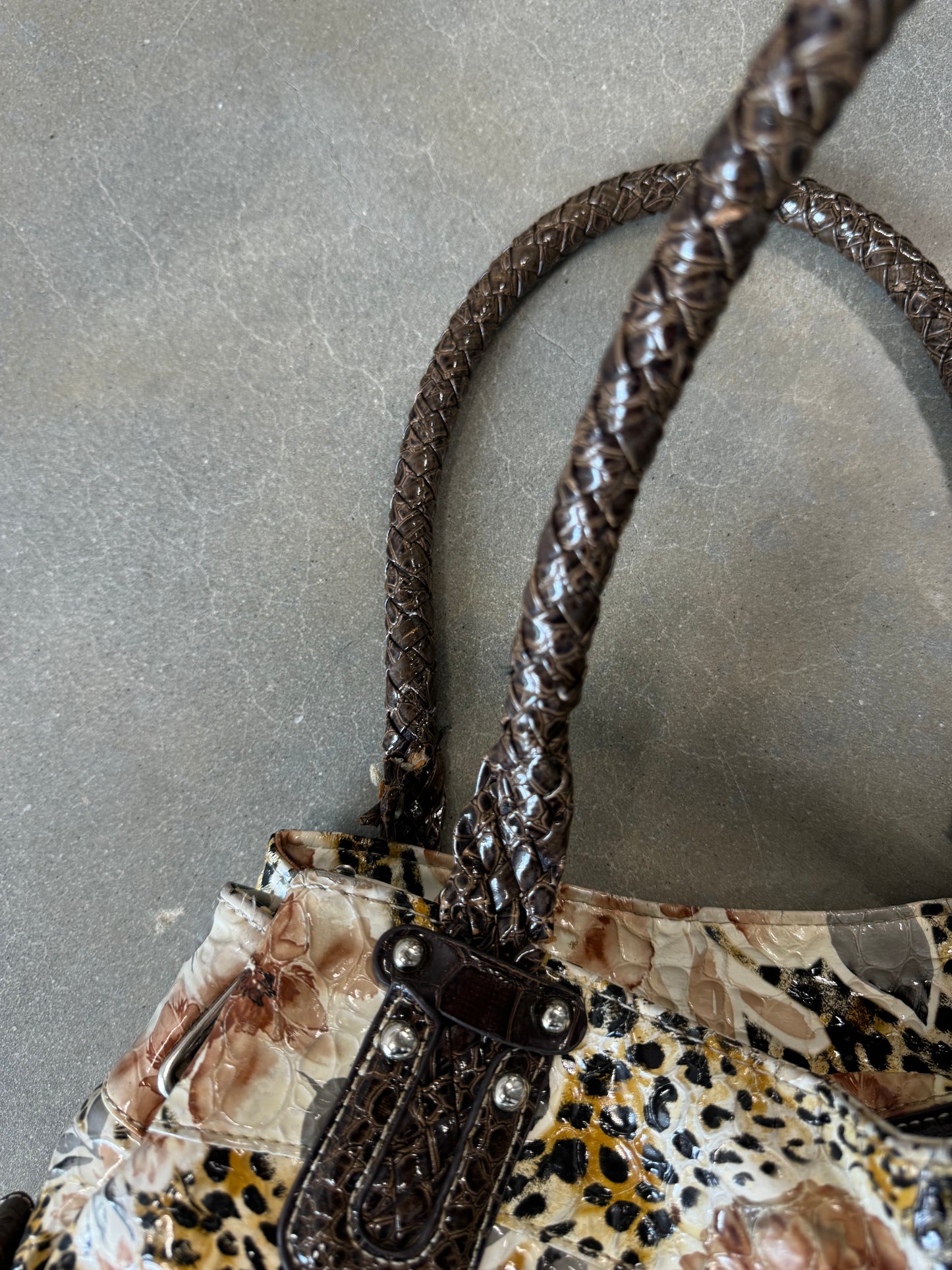 Vintage Y2K Bedazzled Cross Multi-Animal Print Purse [OS]