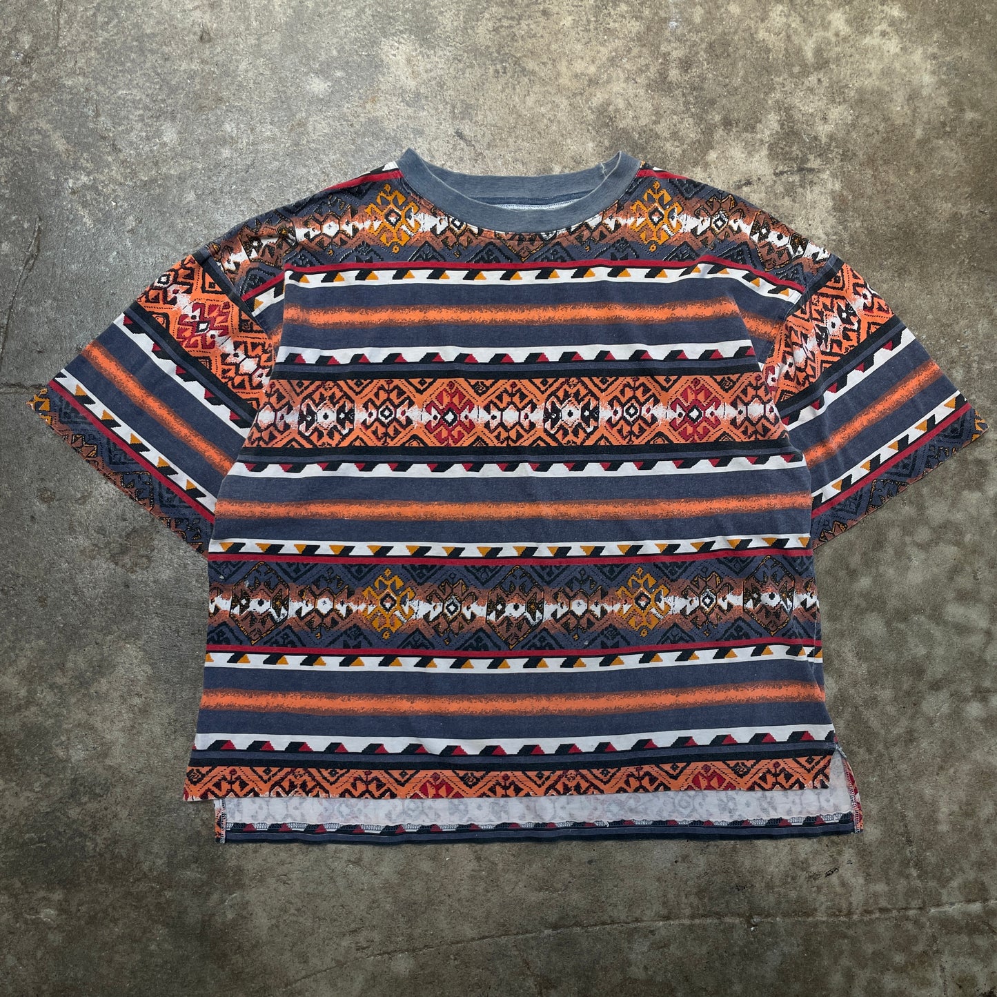 1990s Aztec All Over Print T-Shirt