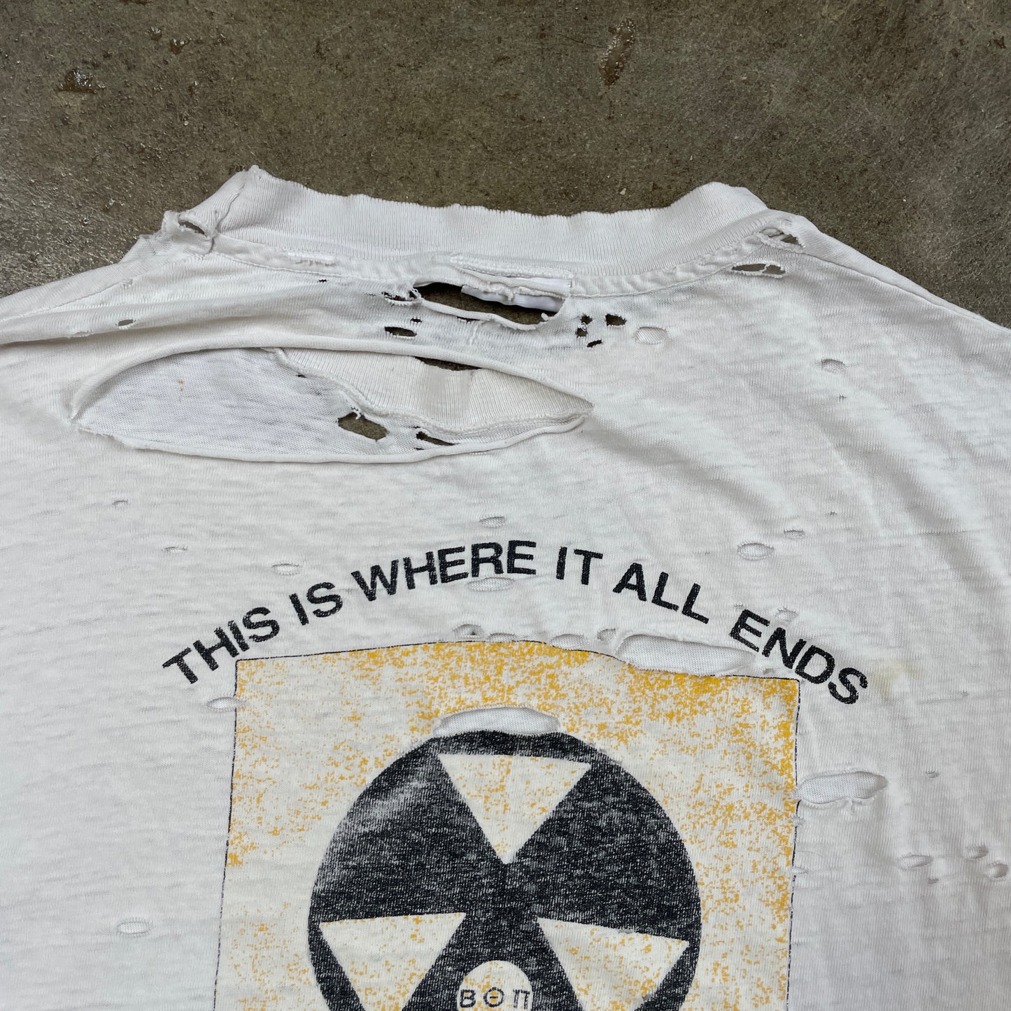 1989 Distressed Radiation Fallout Shelter T-Shirt