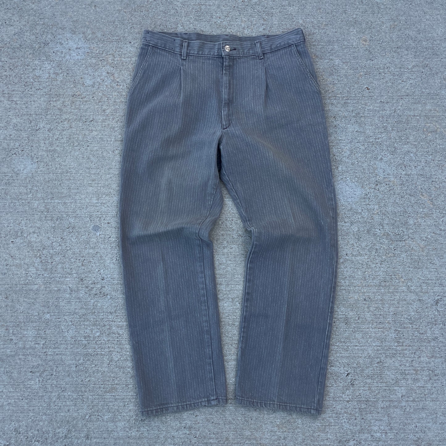 1990s Gray Striped Lee Denim Jeans [33x30]