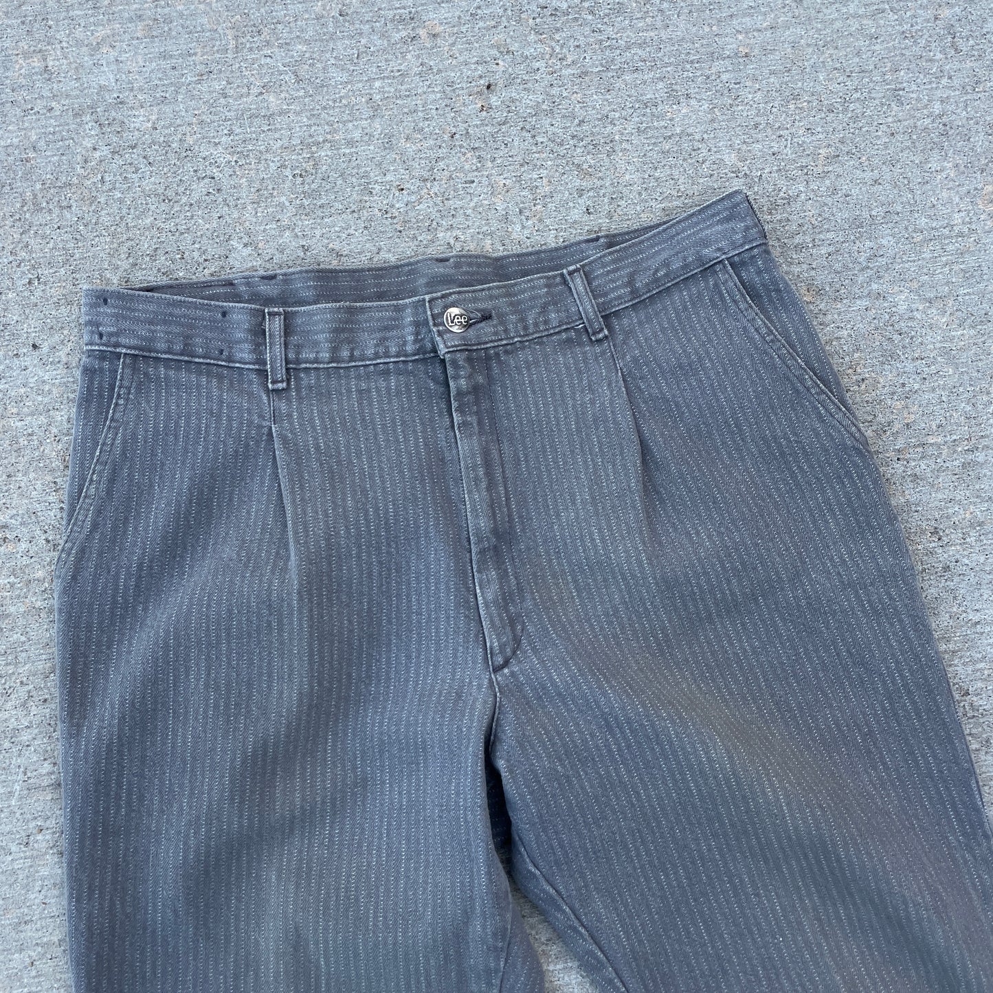 1990s Gray Striped Lee Denim Jeans [33x30]