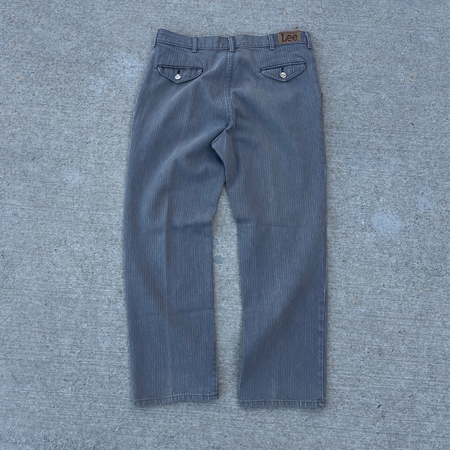 1990s Gray Striped Lee Denim Jeans [33x30]