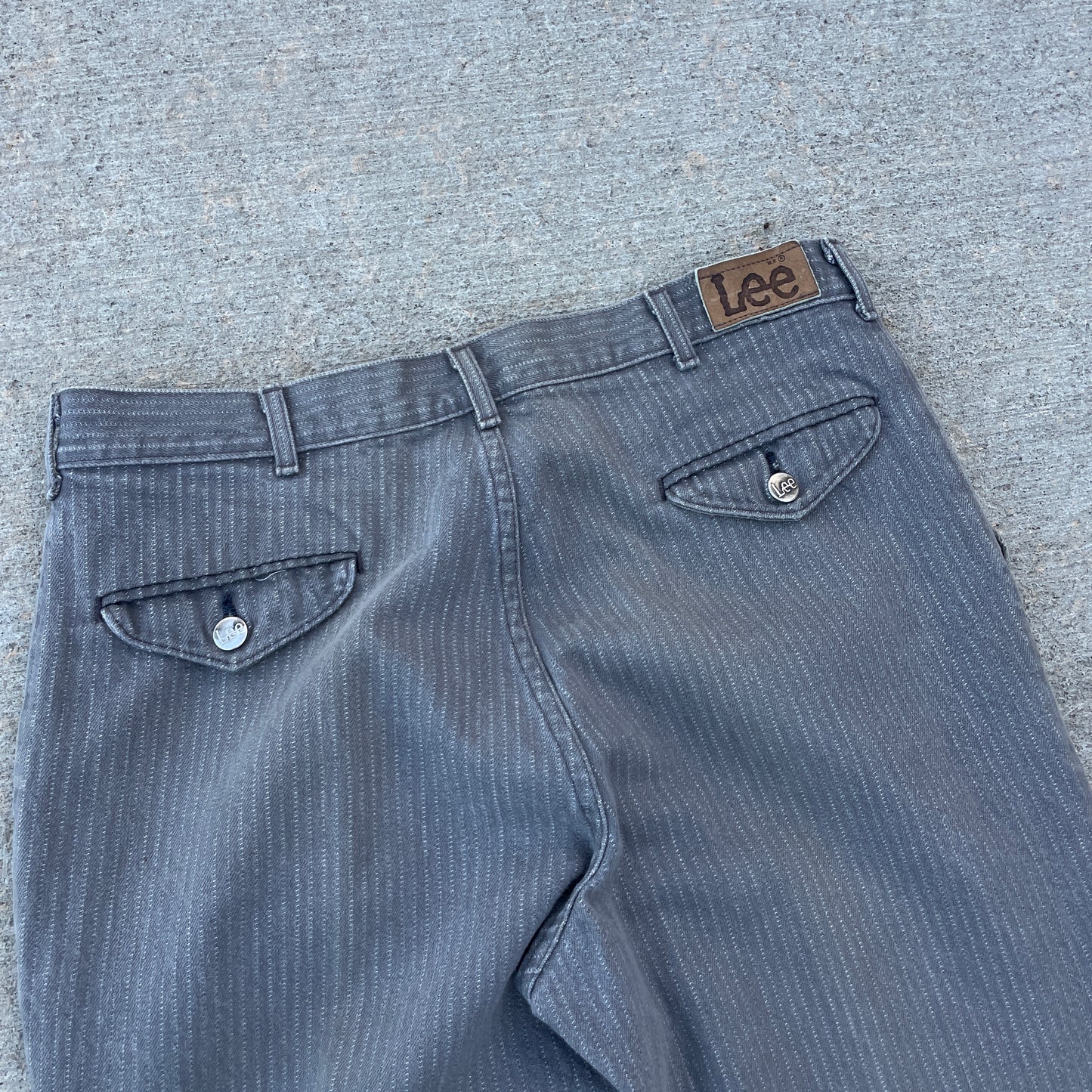 1990s Gray Striped Lee Denim Jeans [33x30]