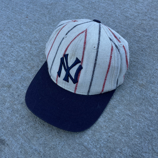 1990s Yankee Striped Snapback Hat