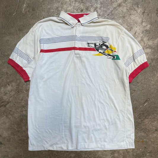 1980s Tennis Polo Wrap Around Graphic Shirt