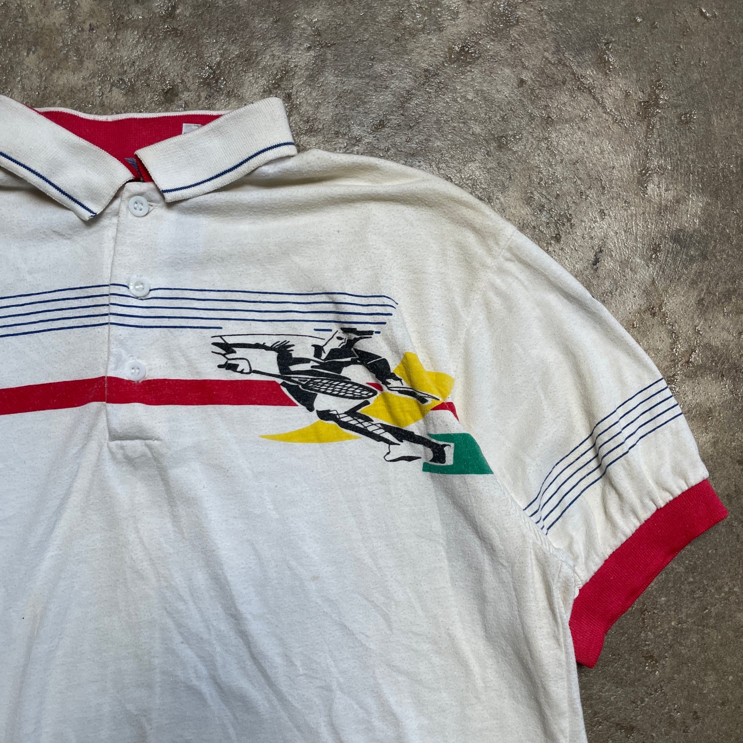 1980s Tennis Polo Wrap Around Graphic Shirt