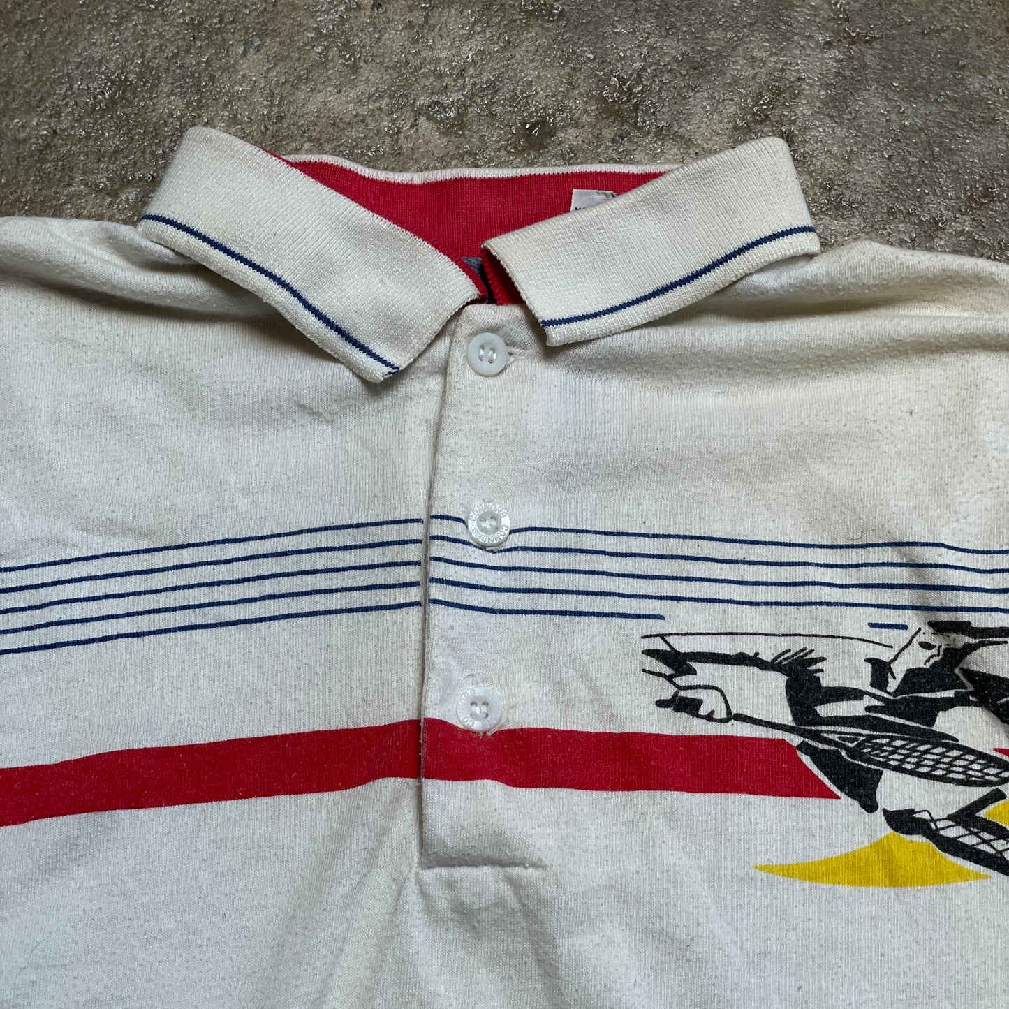 1980s Tennis Polo Wrap Around Graphic Shirt