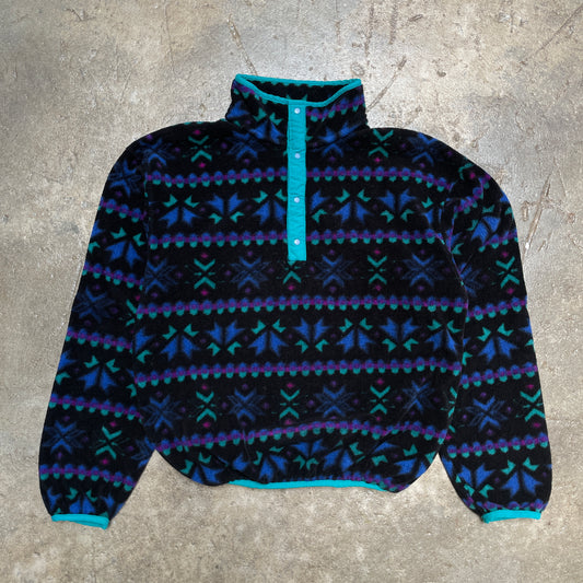 1980s L.L. Bean Button Aztec Snap Fleece
