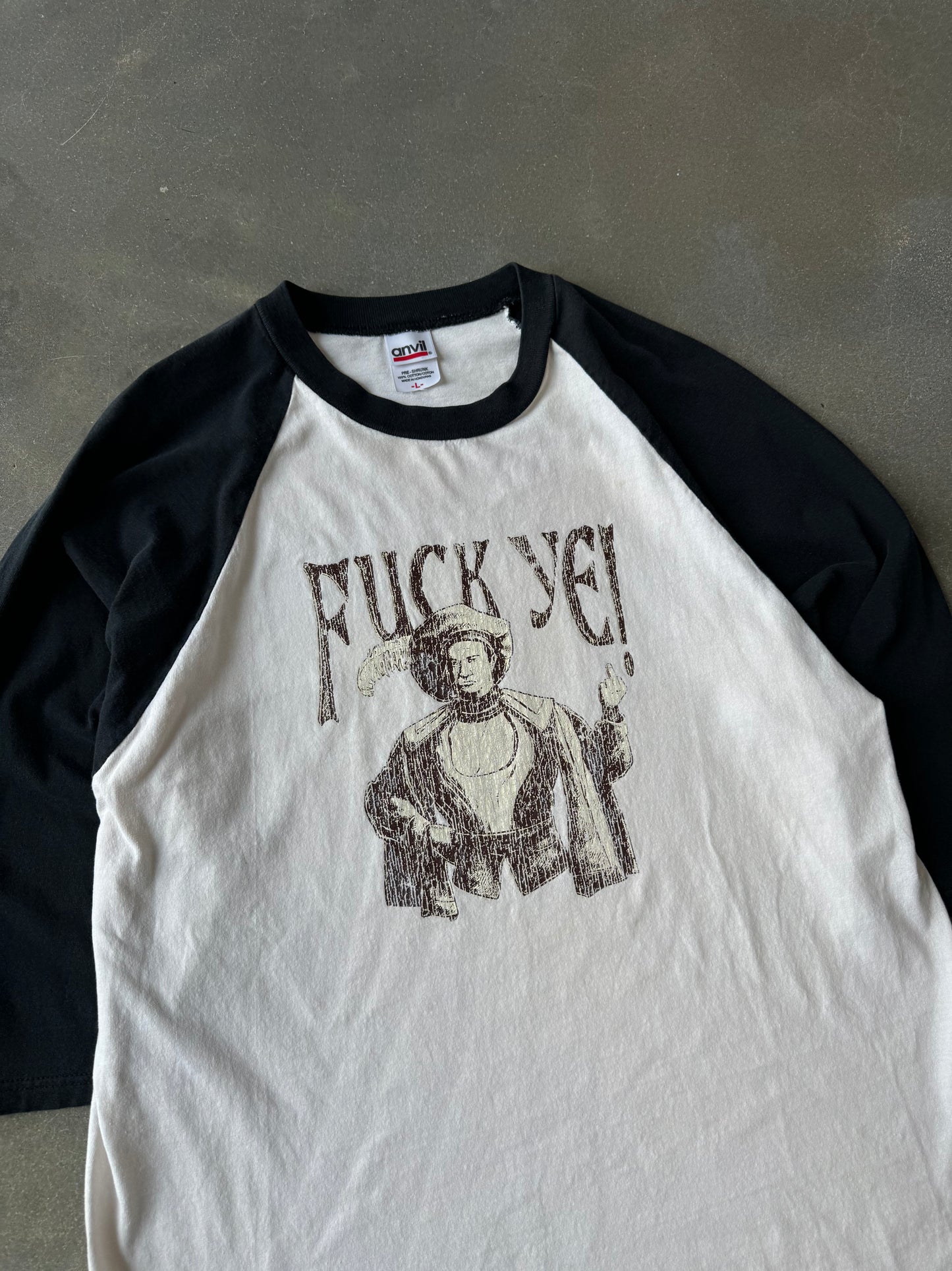 Vintage Y2k "Fuck Ye" Raglan Longsleeve T-Shirt [L]