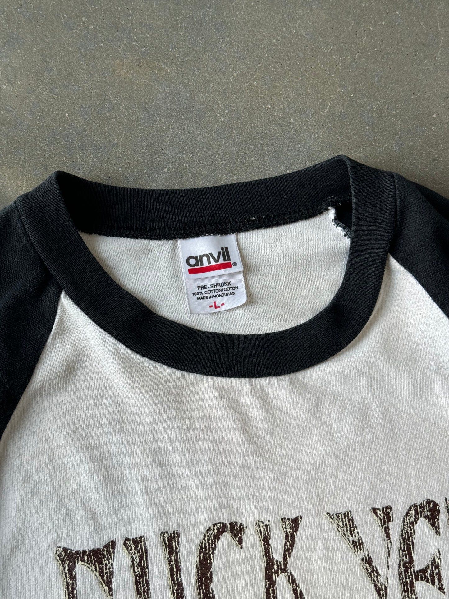 Vintage Y2k "Fuck Ye" Raglan Longsleeve T-Shirt [L]