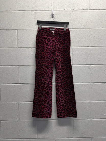 Y2K 2000s Mariella Burani Pink Cheetah Print Flares [28"]
