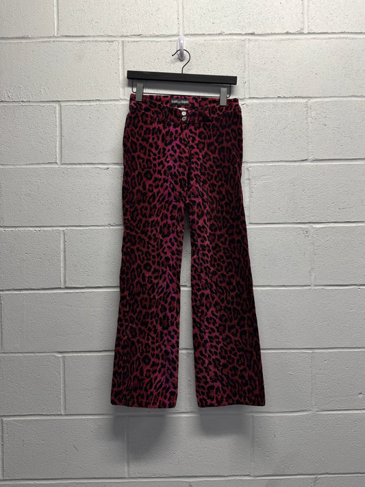 Y2K 2000s Mariella Burani Pink Cheetah Print Flares [28"]