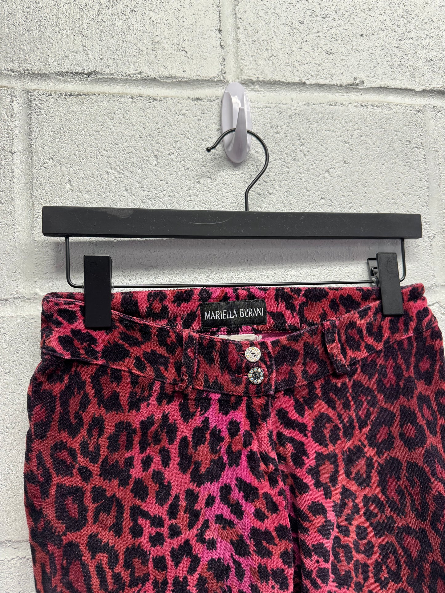 Y2K 2000s Mariella Burani Pink Cheetah Print Flares [28"]