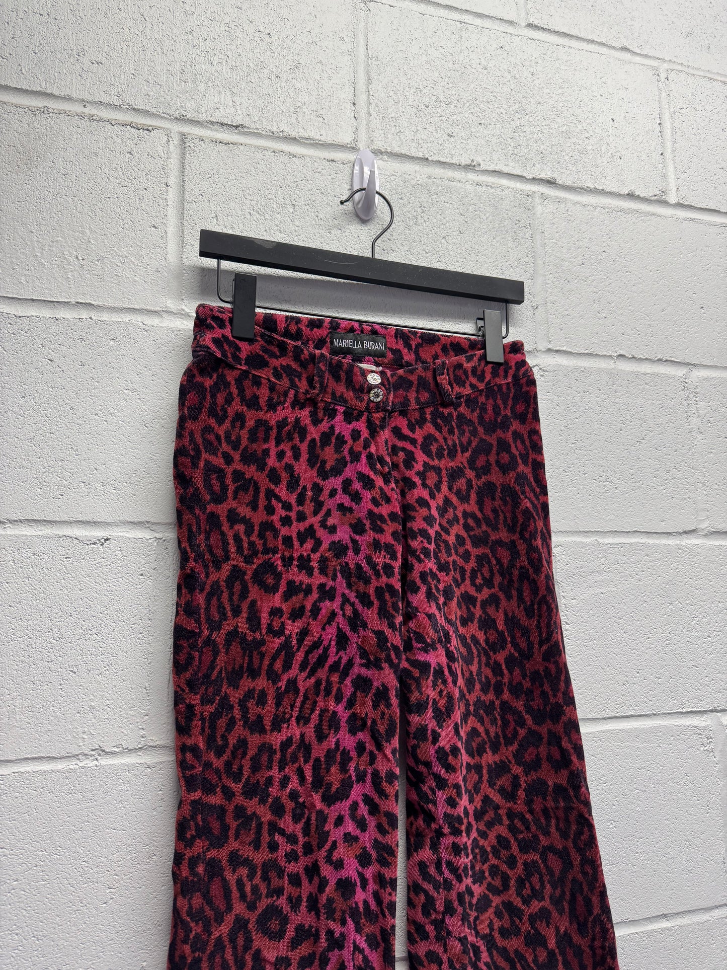 Y2K 2000s Mariella Burani Pink Cheetah Print Flares [28"]