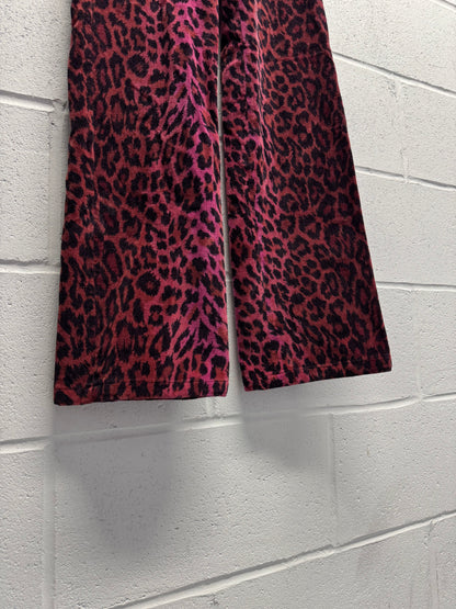 Y2K 2000s Mariella Burani Pink Cheetah Print Flares [28"]