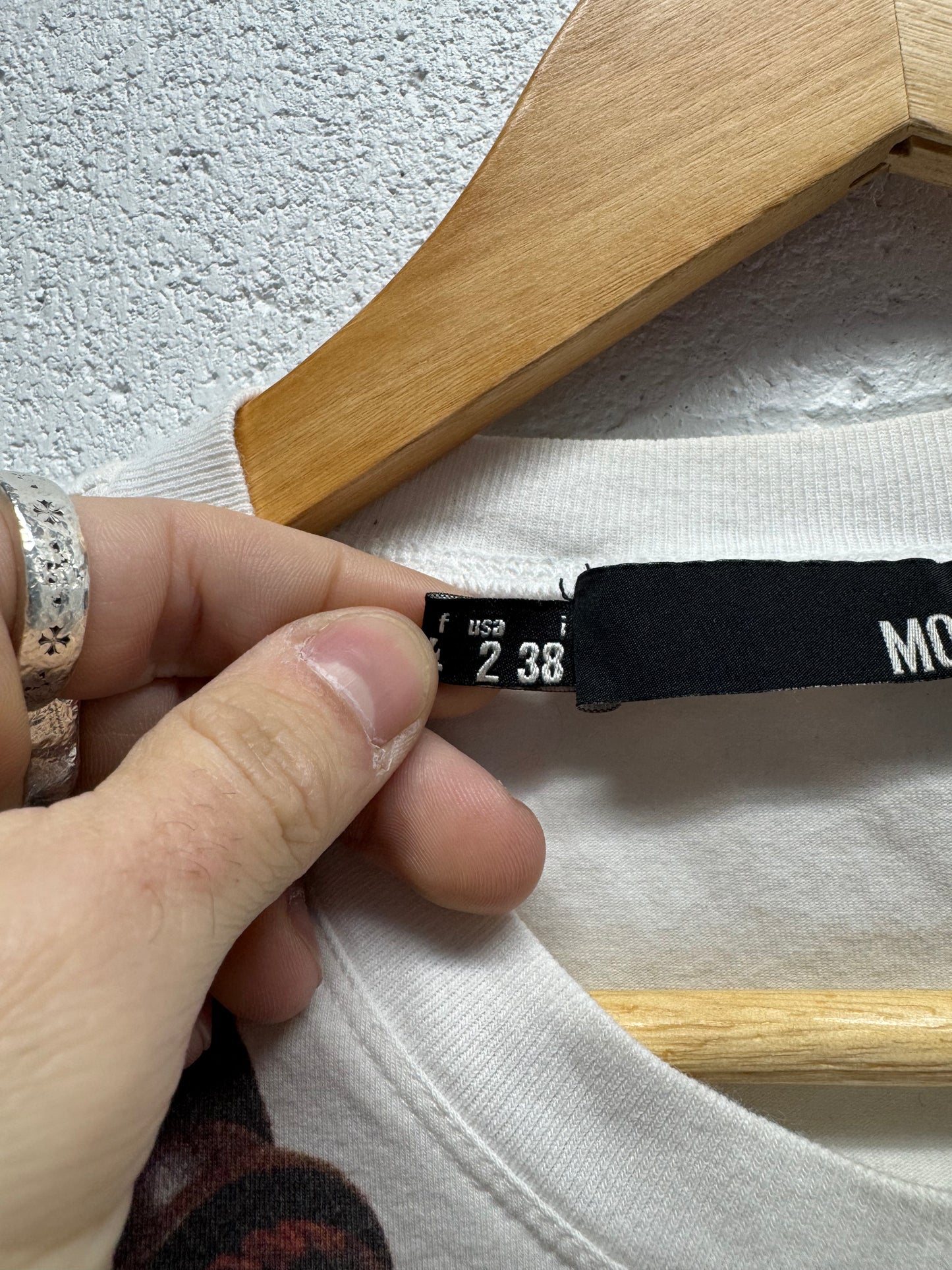 Y2K 2000s Moschino Necklace Tromp L'oeil Baby T-Shirt [S]